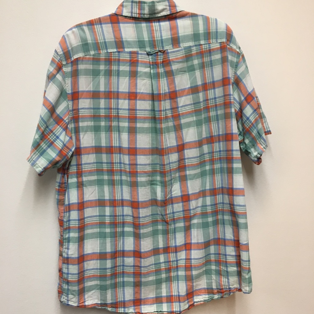 Lands’ End Traditional Fit Short Sleeve Button Up Shirt Large Plaid Green Casual - Picture 7 of 7